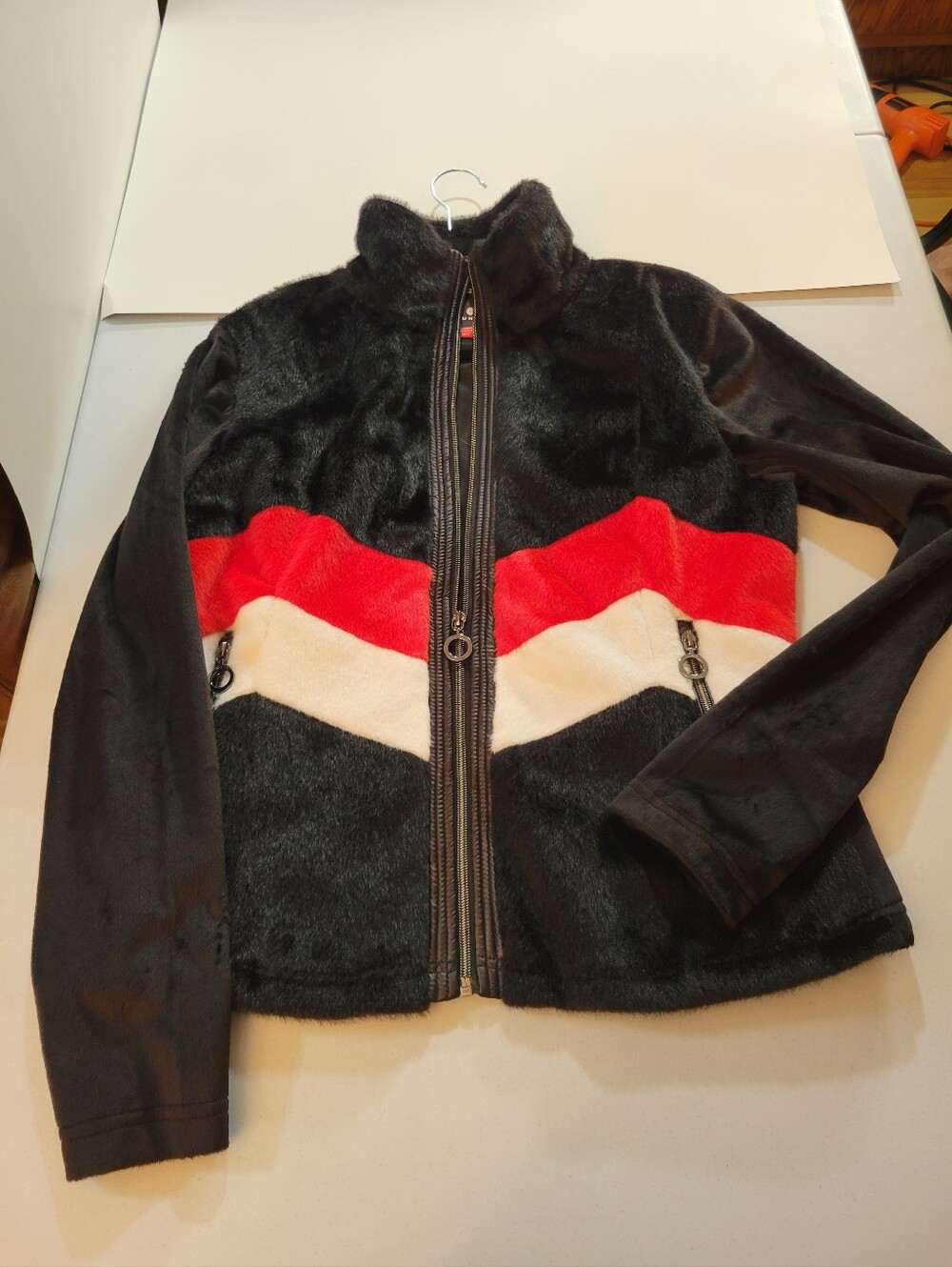 NWOT Luhta Black Full-Zip Jacket with Faux Fur Collar - Size L